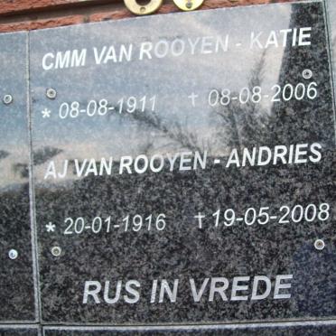 ROOYEN A.J., van 1916-2008 &amp; C.M.M. 1911-2006