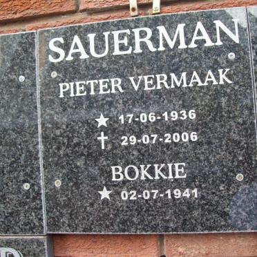 SAUERMAN Pieter Vermaak 1936-2006 &amp; Bokkie 1941-