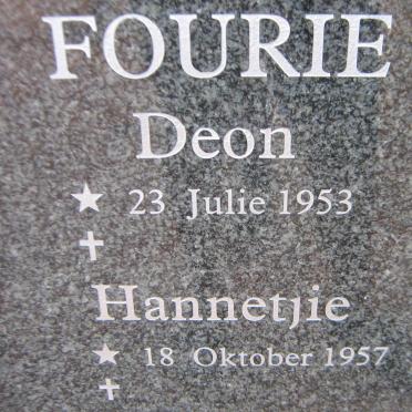 FOURIE Deon 1953- &amp; Hannetjie 1957-