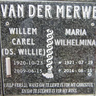 MERWE Willem Carel, van der 1920-2009 &amp; Maria Wilhelmina HEYNS 1921-2014