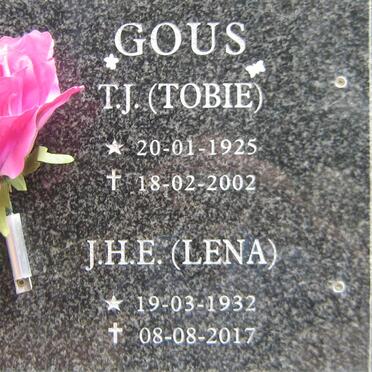 GOUS T.J. 1925-2002 &amp; J.H.E. 1932-2017