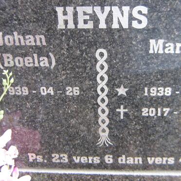 HEYNS Johan 1939- &amp; Marge 1938-2017