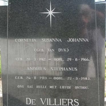 VILLIERS Andries Stephanus, de 1913-1983 &amp; Cornelia Susanna Johanna VAN DYK 1912-1966
