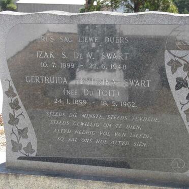 SWART Izak S. de V. 1899-1948 &amp; Gertruida Hendrika DU TOIT 1899-1962