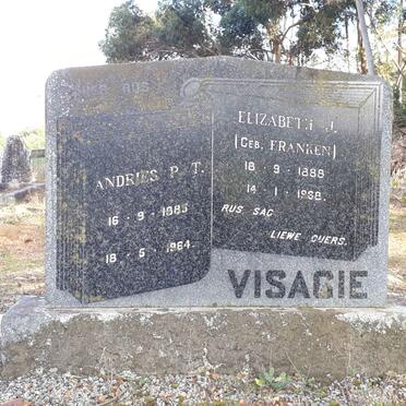 VISAGIE Andries P.T. 1885-1964 &amp; Elizabeth J. FRANKEN 1888-19?8