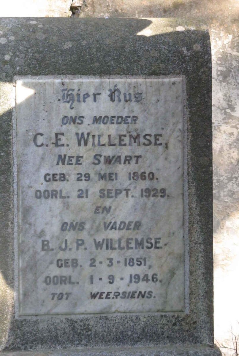WILLEMSE B.J.P. 1851-1946 &amp; C.E. SWART 1860-1929