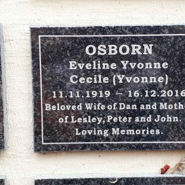 OSBORN Eveline Yvonne Cecile 1919-2016