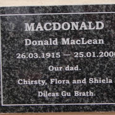 MacDONALD Donald MacLean 1915-2000
