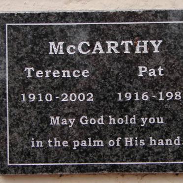 McCARTHY Terence 1910-2002 &amp; Pat 1916-1989