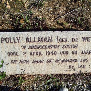 ALLMANN Polly nee DE WET -1948