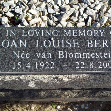 BERLYN Joan Louise nee VAN BLOMMESTEIN 1922-2005