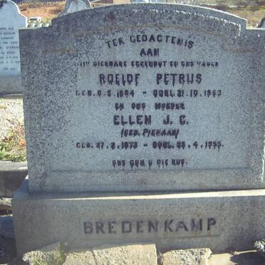 BREDENKAMP Roelof Petrus 18?4-1953 &amp; Ellen J.C. PIENAAR 1873-1955