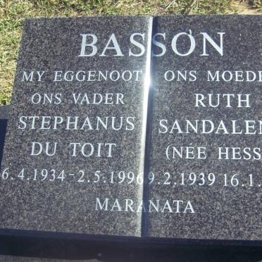BASSON Stephanus du Toit 1934-1996 &amp; Ruth Sandalene HESSE 1939-2006