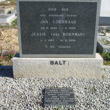 BALT Jan Coenraad 1884-1959 &amp; Jessie BORNMAN 1883-1958 :: BALT Anna 1907-1983 :: COETZEE Dora nee BALT 1908-1985
