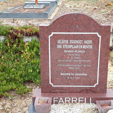 FARRELL Dennis Aldred 1933-2011 &amp; Magrieta Johanna 1937-