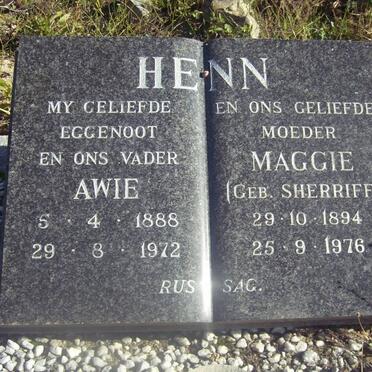 HENN Awie 1888-1972 &amp; Maggie SHERRIFF 1894-1976