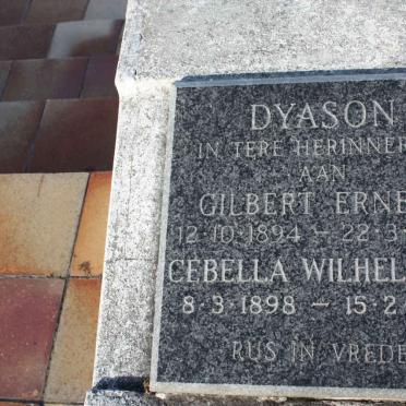DYASON Gilbert Ernest 1894-1975 &amp; Cebella Wilhelmina 1898-1981