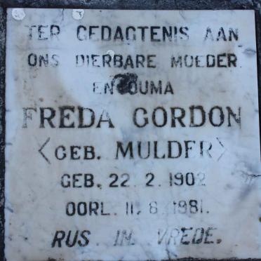 GORDON Freda nee MULDER 1902-1981