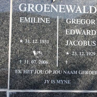 GROENEWALD Gregor Edward Jacobus 1929- &amp; Emiline 1931-2006
