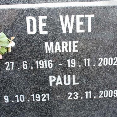 WET Paul, de 1921-2009 &amp; Marie 1916-2002