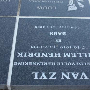 ZYL Willem Hendrik, van 1919-1998 &amp; Babs 1919-2008