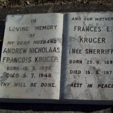 KRUGER Andrew Nicholaas Francois 1896-1948 &amp; Frances E. SHERRIFF 1897-1979