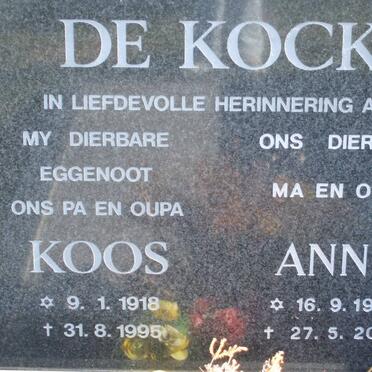 KOCK Koos, de 1918-1995 &amp; Anne 1926-2007