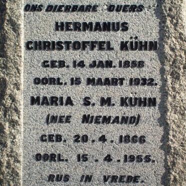 KUHN Christoffel 1858-1932 &amp; Maria S.M. NIEMAND 1866-1955
