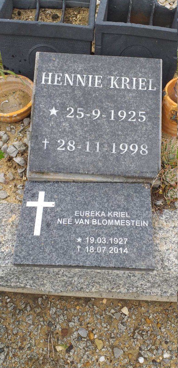 KRIEL Hennie 1925-1998 &amp; Eureka VAN BLOMMESTEIN 1927-2014