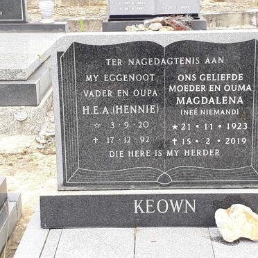 KEOWN H.E.A. 1920-1992 &amp; Magdalena NIEMAND 1923-2019