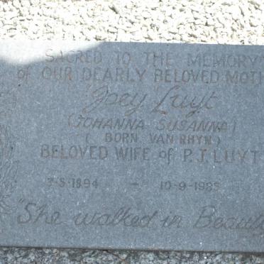 LUYT Johanna Susanna nee VAN RHYN 1894-1985