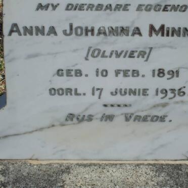 MINNAAR Anna Johanna nee OLIVIER 1891-1936