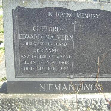 NIEMANTINGA Clifford Edward Malvern 1903-1961