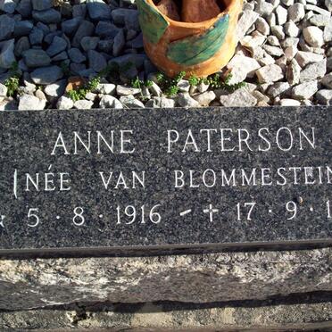 PATERSON Anne nee VAN BLOMMESTEIN 1916-1987