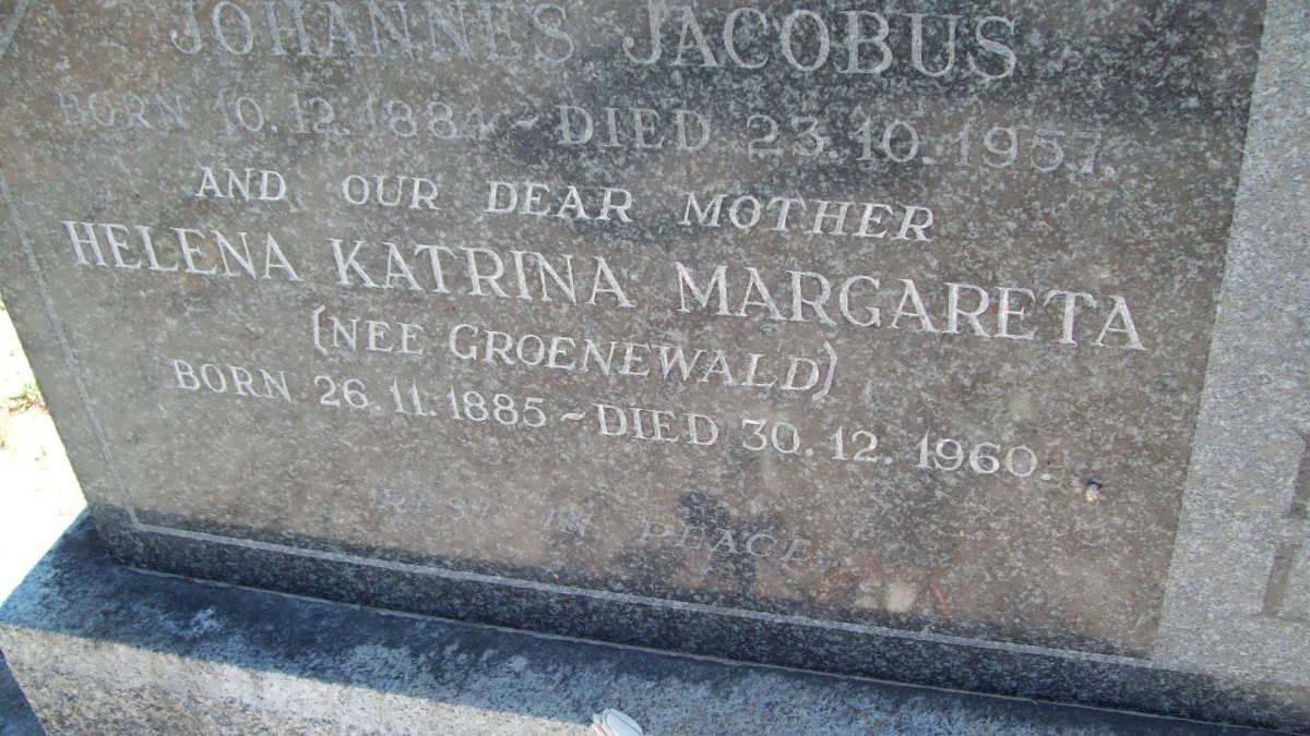 SWANEPOEL Johannes Jacobus 1884-1957 &amp; Helena Katrina Margareta GROENEWALD 1885-1960