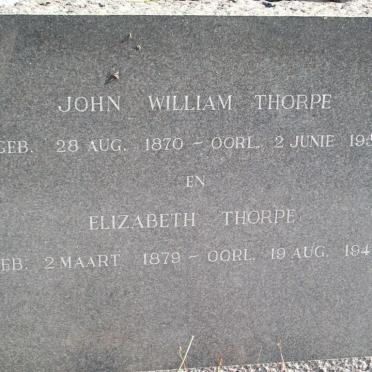 THORPE John William 1870-1954 &amp; Elizabeth 1879-1946
