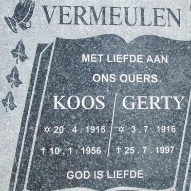 VERMEULEN Koos 1915-1956 &amp; Gerty 1916-1997