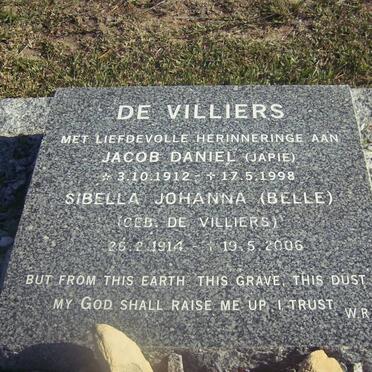 VILLIERS Jacob Daniel, de 1912-1998 &amp; Sibella Johanna DE VILLIERS 1914-2006