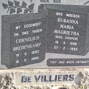 VILLIERS Cornelius Bredenkamp, de 1893-1968 &amp; Susanna Maria Magrietha COOPER 1899-1992