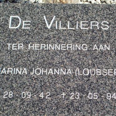 VILLIERS Marina Johanna, de nee LOUBSER 1942-1994