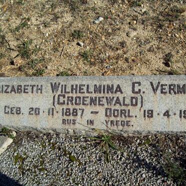 VERMEULEN Sybrand J.P. 1881-1954 &amp; Elizabeth Wilhelmina C. GROENEWALD 1887-1966 