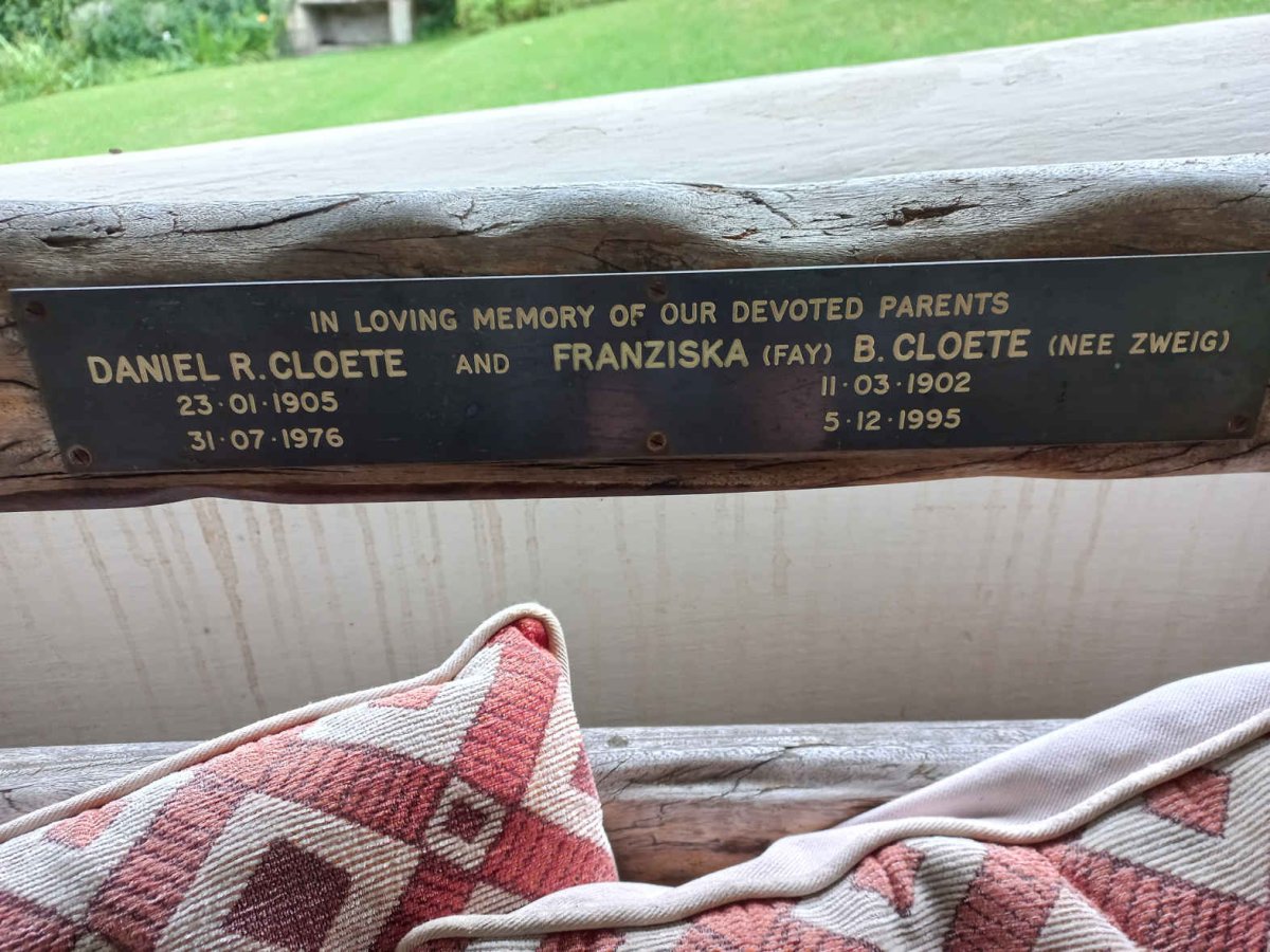 CLOETE Daniel R. 1905-1976 &amp; Franziska B. ZWEIG 1902-1995