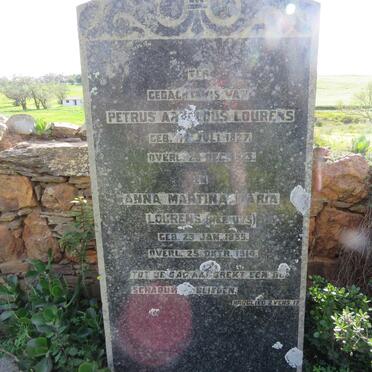LOURENS Petrus Arnoldus 1827-1913 &amp; Anna Martina Maria UYS 1835-1914