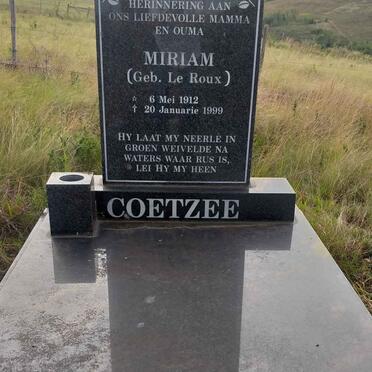 COETZEE Miriam nee LE ROUX 1912-1999