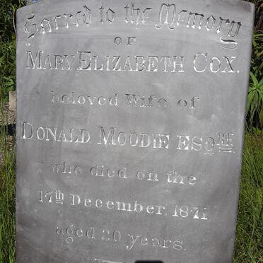 MOODIE Mary Elizabeth nee COX -1871