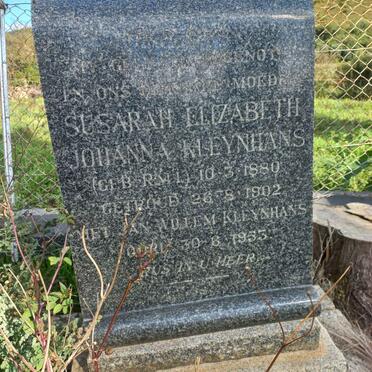 KLEYNHANS Susarah Elizabeth Johanna nee RALL 1880-1953