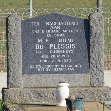 PLESSIS M.E., du nee GILDENHUYS 1914-1993