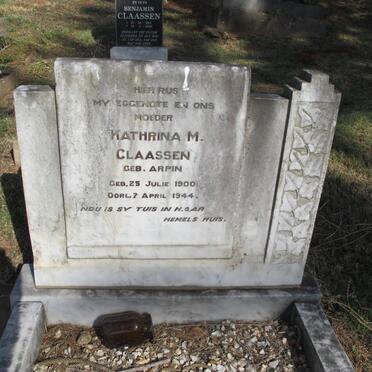 CLAASSEN Kathrina M. nee ARPIN 1900-1944