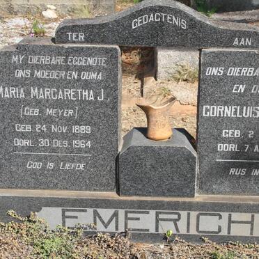 EMERICH Cornelius Johannes 1883-1969 &amp; Maria Margaretha J. MEYER 1889-1964 :: CROCKER I.E.M. Isabel 1913-1986