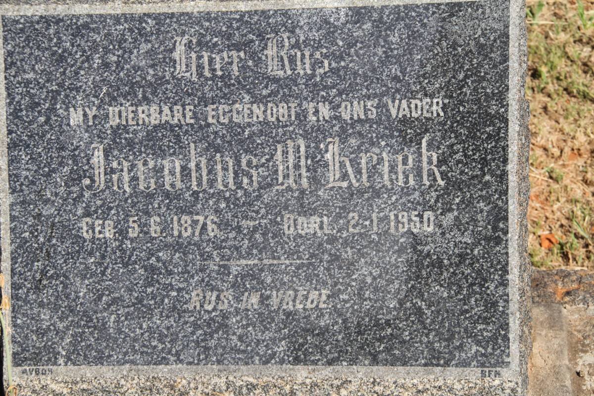 KRIEK Jacobus M. 1876-1950
